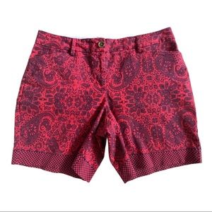Land’s End Red Paisley Print Shorts Sz 10